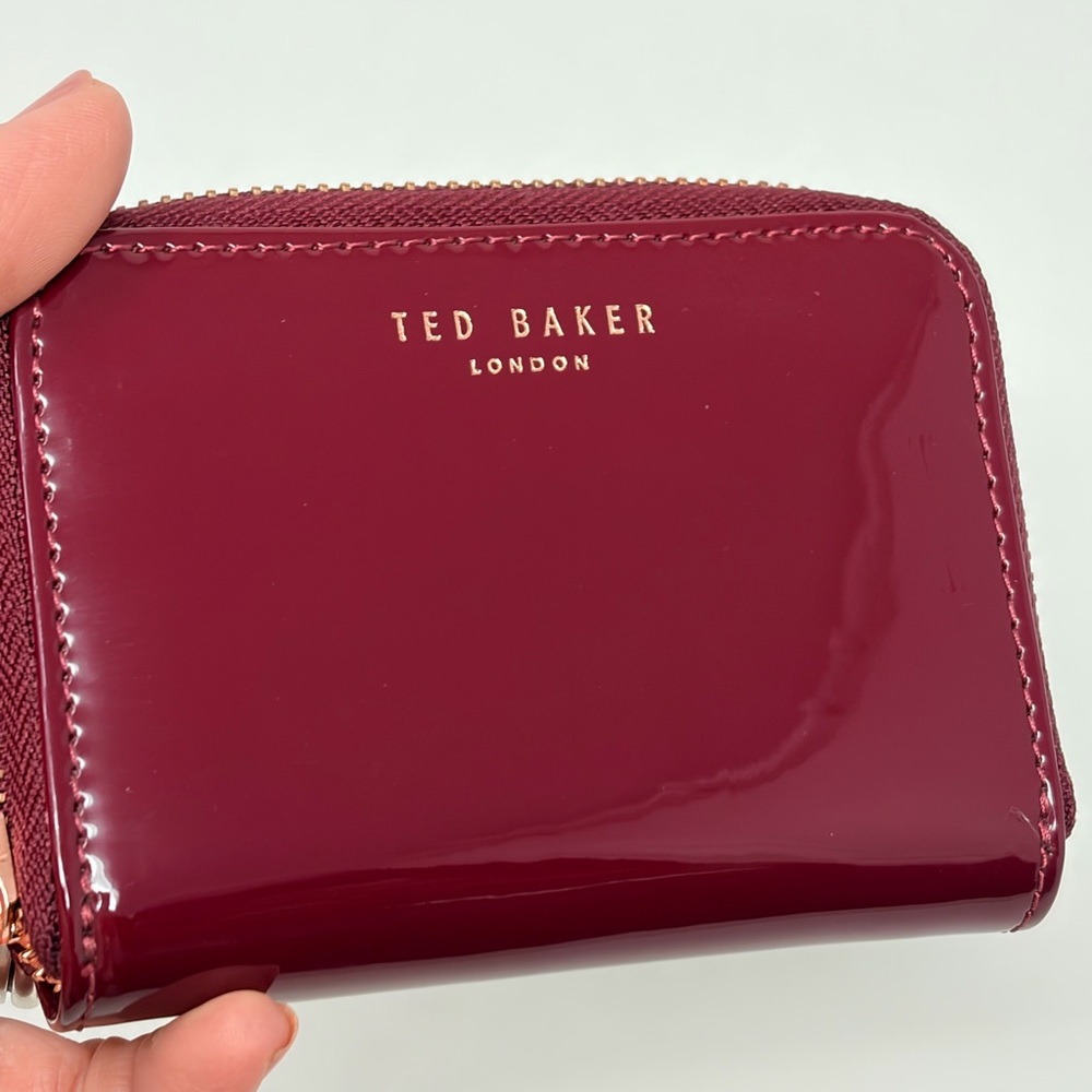 Ted Baker Patent Leather Zip Wallet - Berry